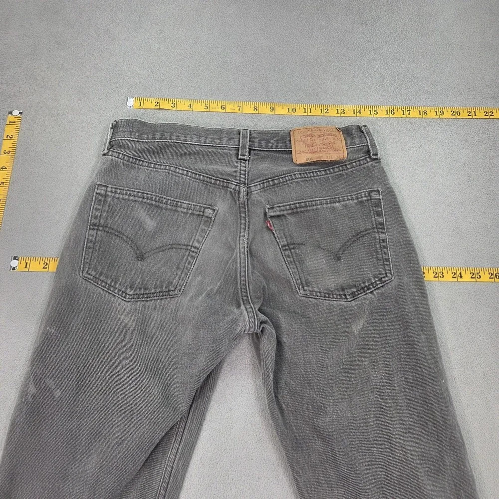 Vintage Levis 501 Jeans Mens Gray Button Fly Made USA Stains Fits‎ 29x31